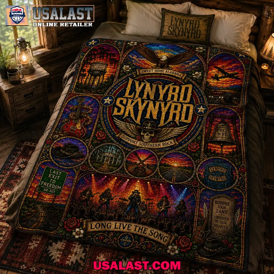 Lynyrd Skynyrd Sweet Home Albm Stained Glass Quilt Blanket