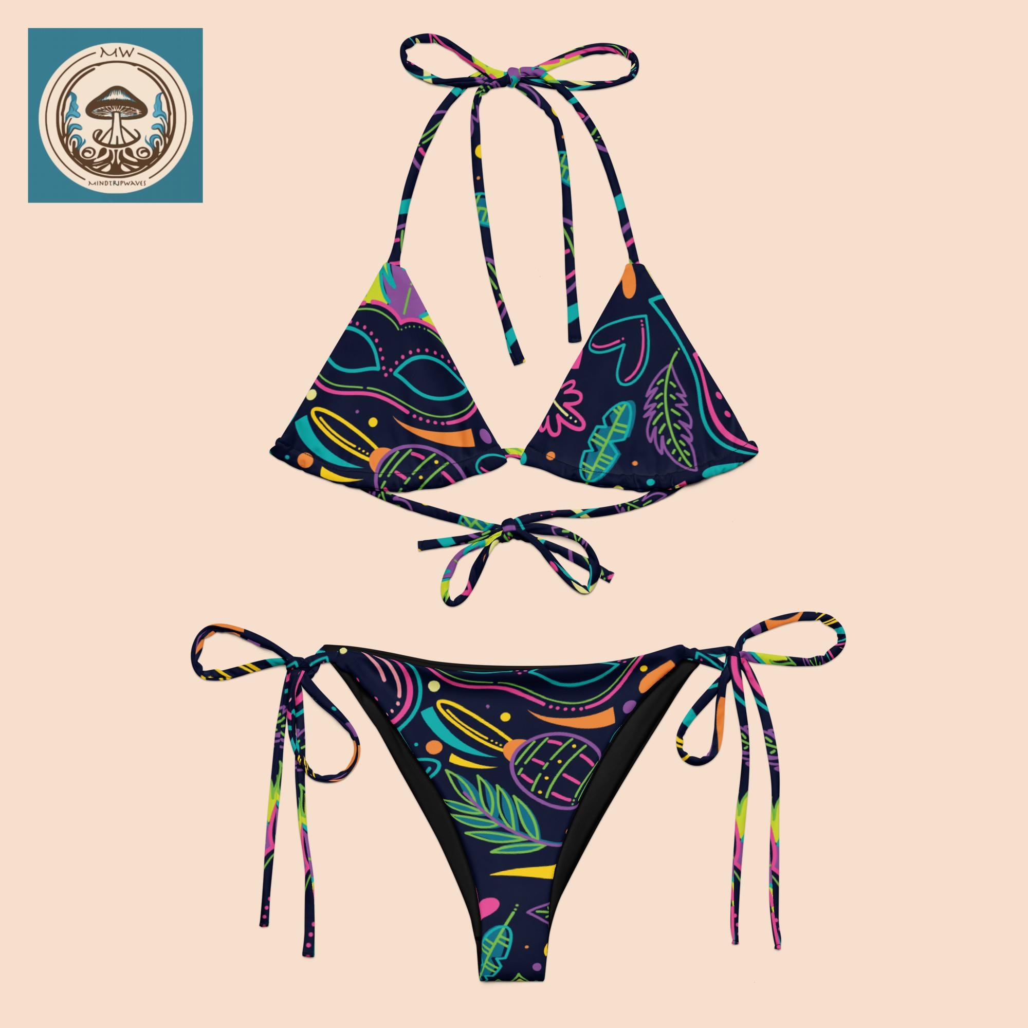 Women's triangle bikini with psychedelic print