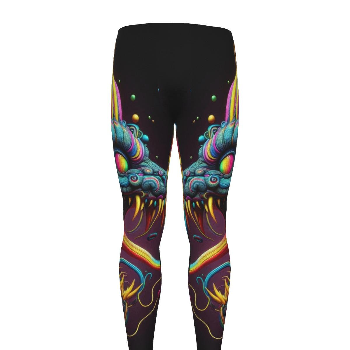 Surreal 3D Dragon Men's Athletic Leggings for Training, Running, MMA, and Fitness