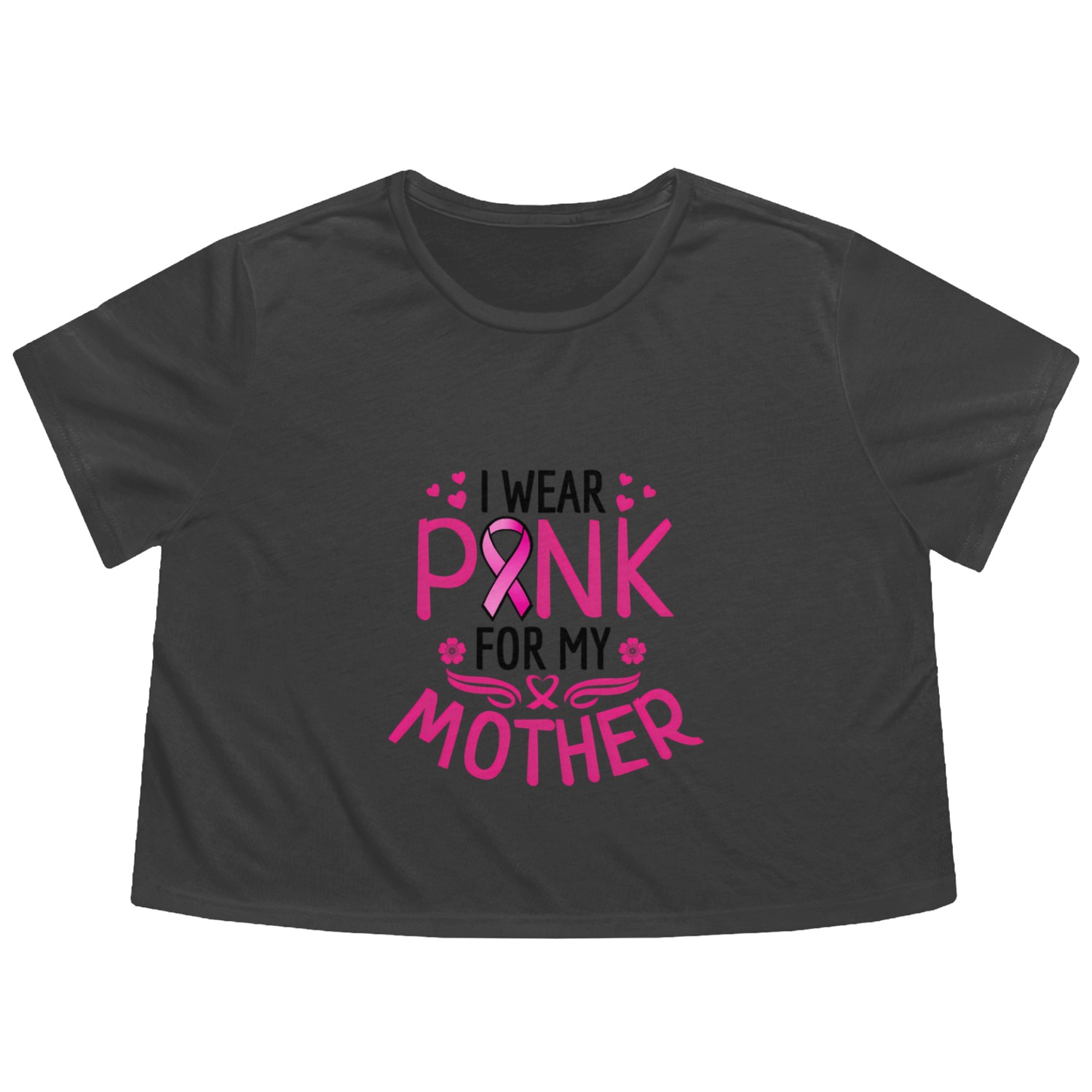 I Wear K For My Mother Breast Cancer Awareness Wo Flowy Cropped Tees