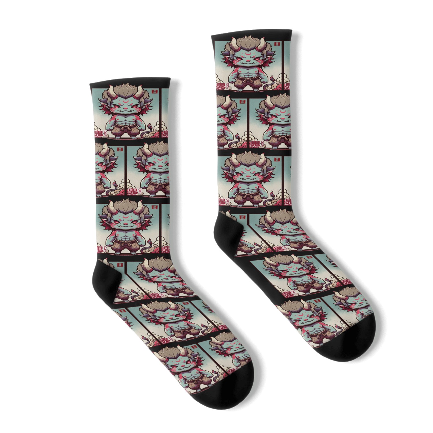 Chibi Oni Spirit: Japanese Mythology-Inspired Socks