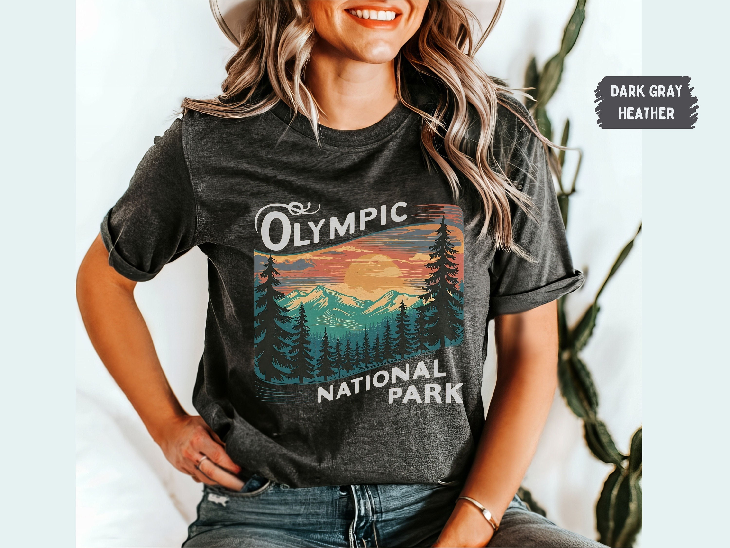 Retro Olympic National Park T-shirt, Washington State Shirt, Hiking Tee, Camping Trip