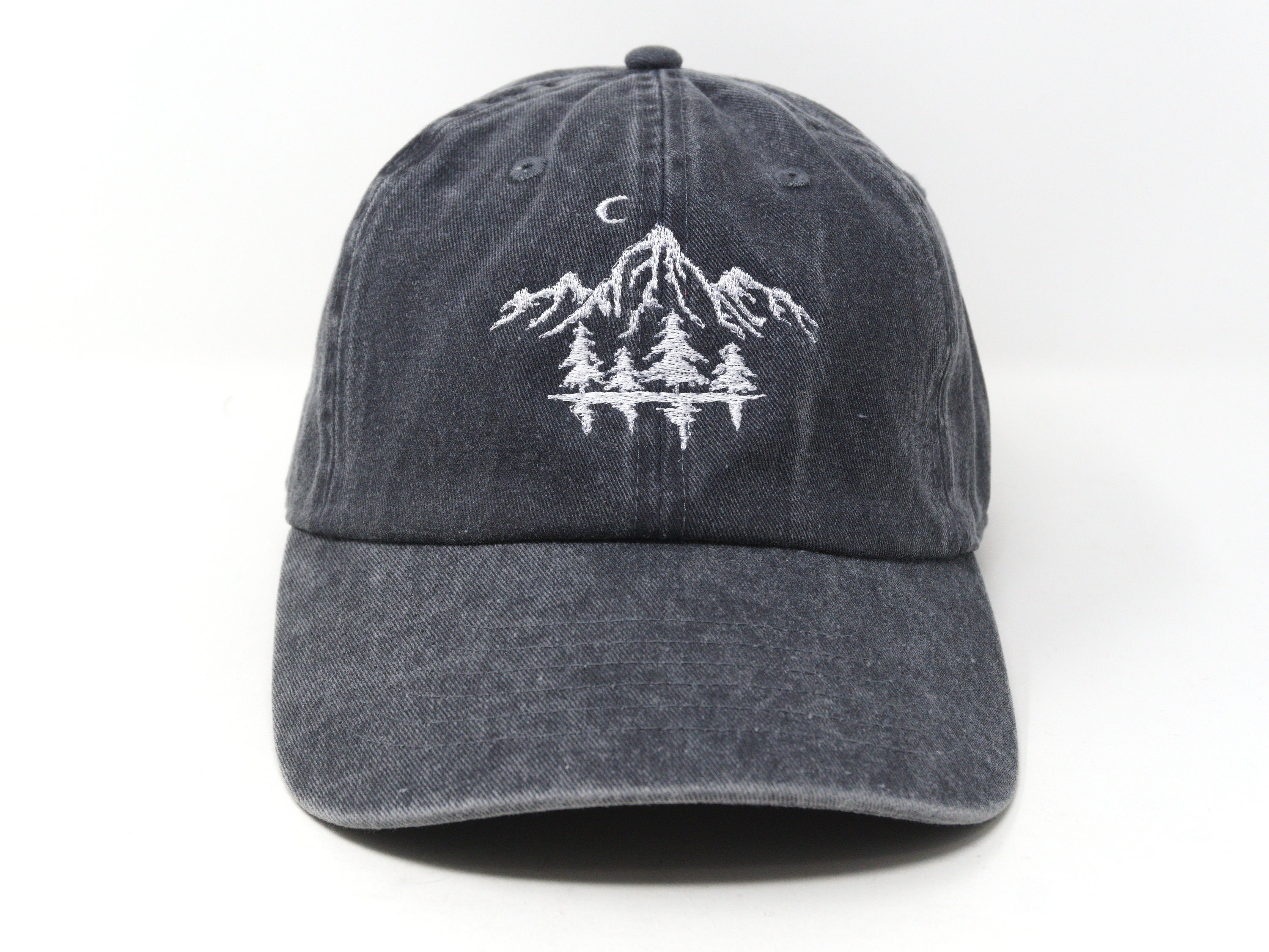 Mountain Forest Embroidered Baseball Cap Curved Brim Sun Hat Summer Shade Cap