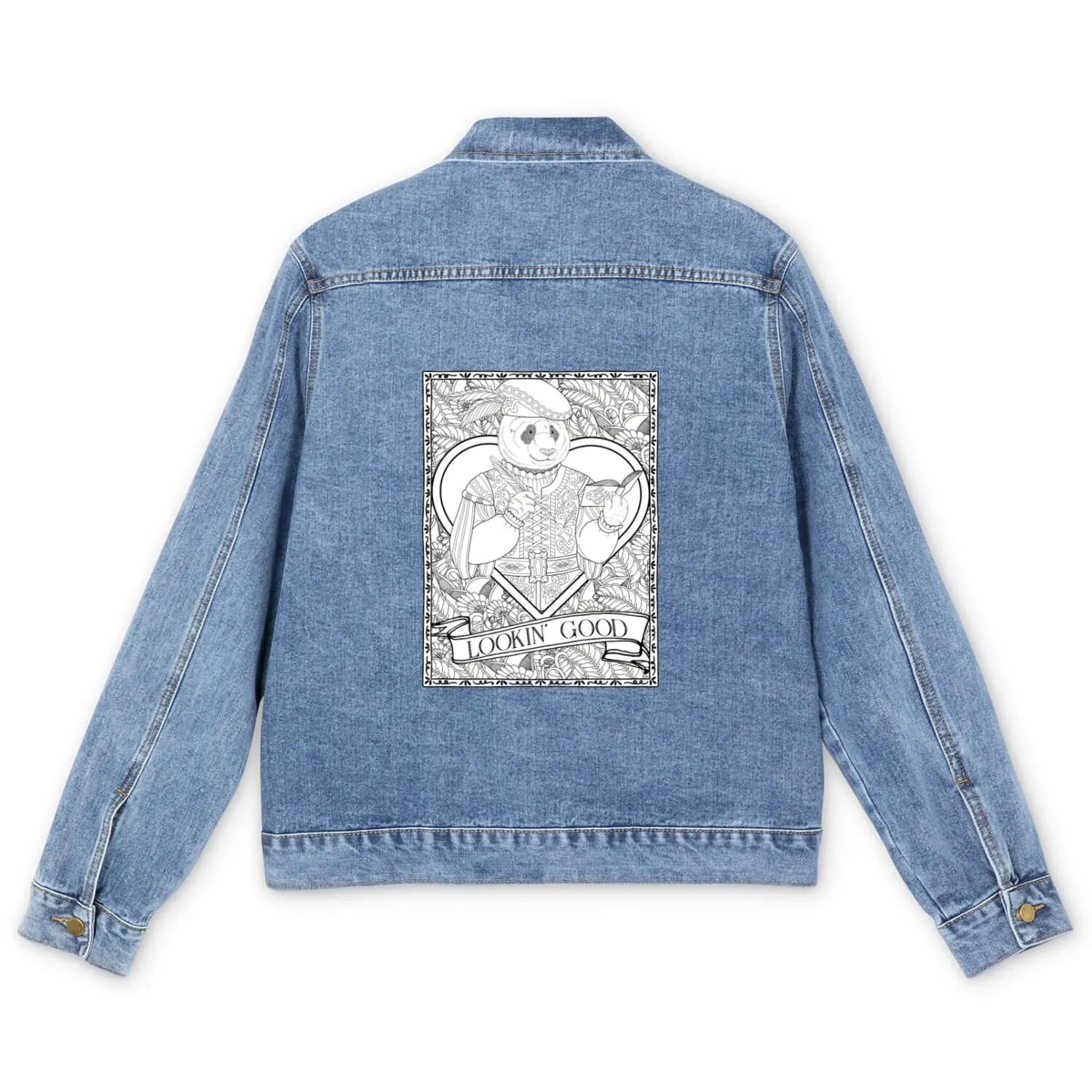 Vintage Lord Panda Poet Fantasy Matching Husband Men's Denim Jackets