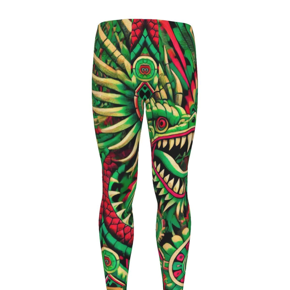 Aztec Dragon Men's Leggings Athletic Fitness Martial Arts Workout Gym Running Yoga BJJ Pants