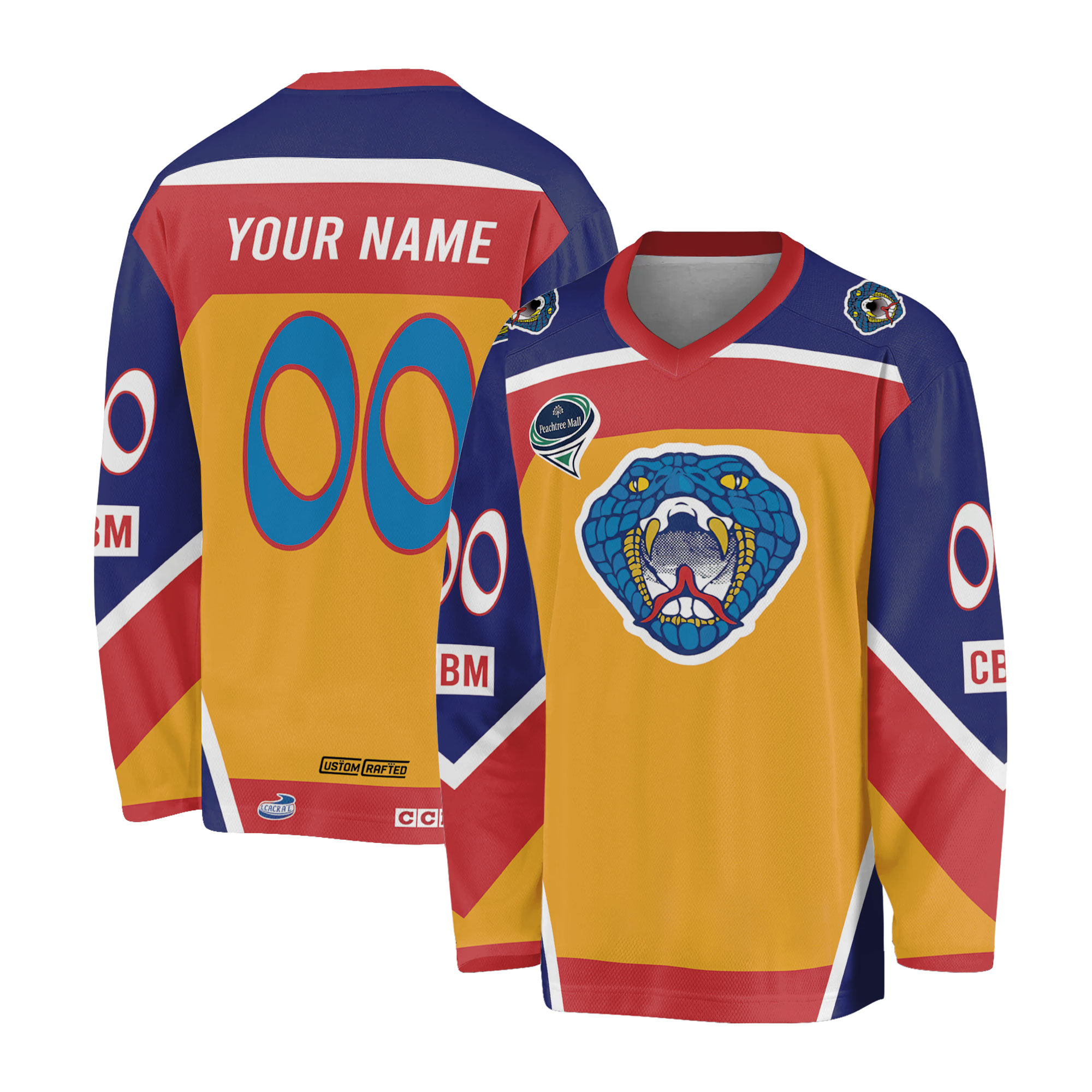 Personalized Columbus Cottonmouths Hockey Shirt 1999-00 Game Worn Hockey Team