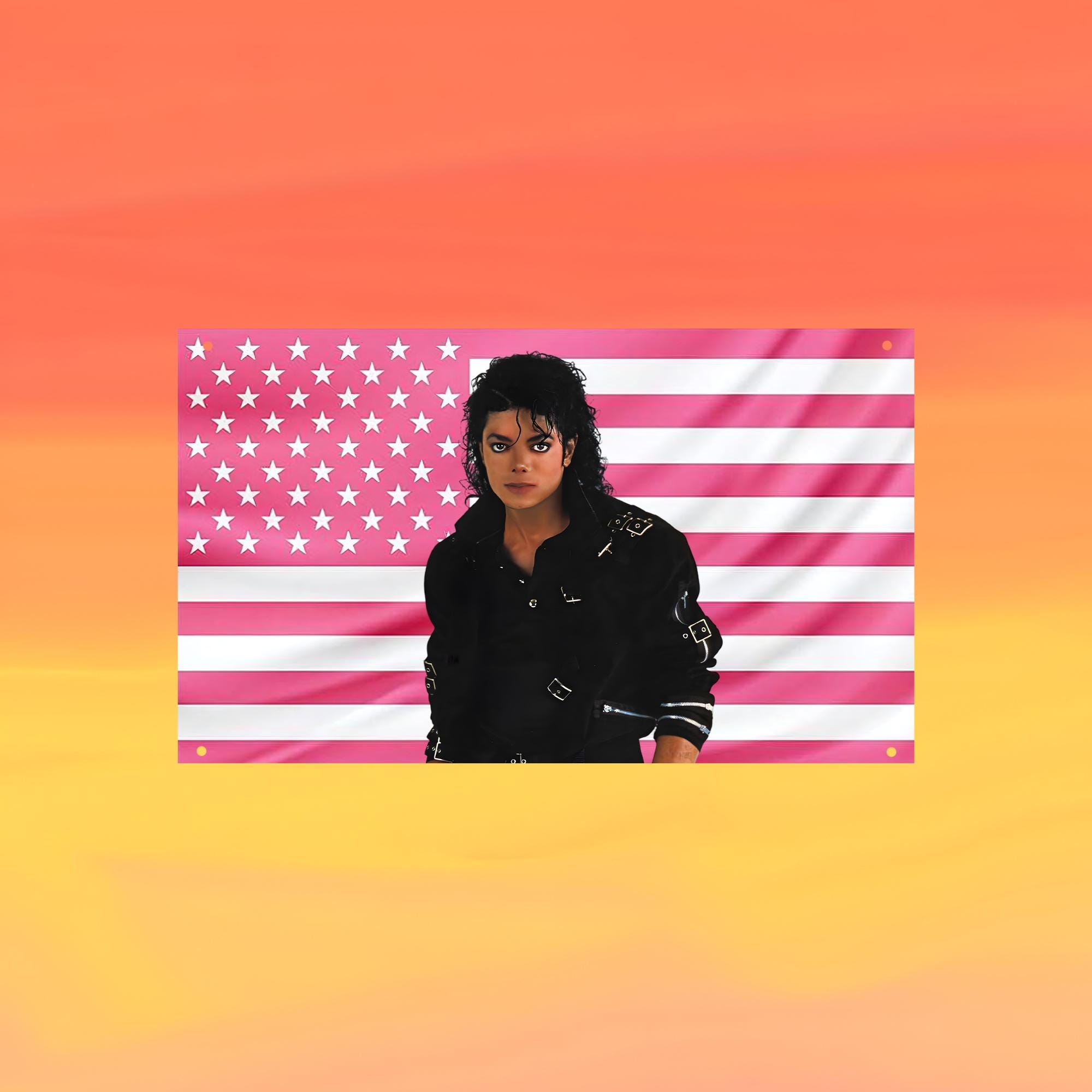 Michael Jackson Pink US Wall Tapestry Flag, King of Pop Wall Art, Music Bedroom Decor, Fan Banner