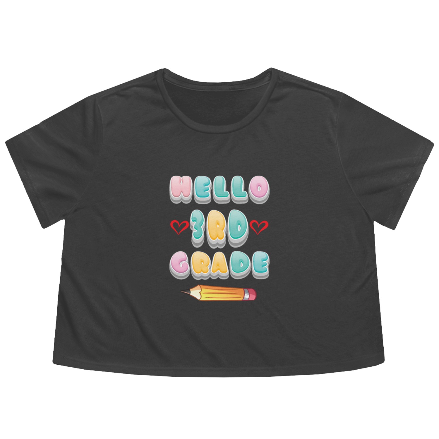 Hello Third Grade Flowy Cropped Tees