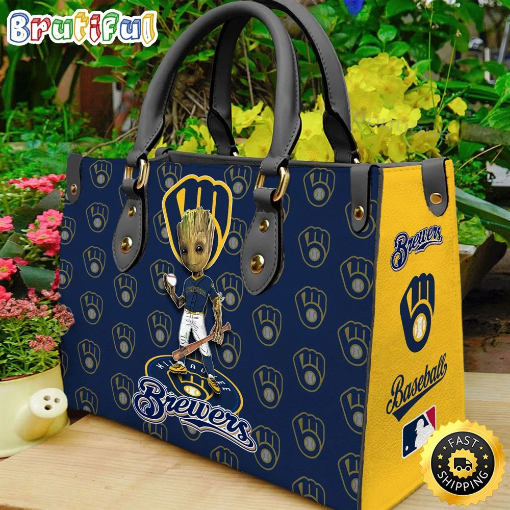 Personalized Milwaukees Team Brewerss Film Leather Bag, Baseball Leather Bag