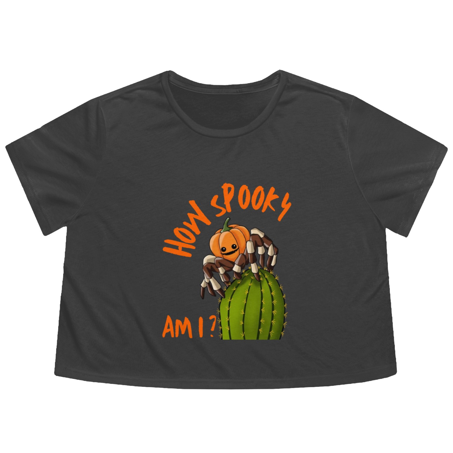 Halloween Scary Pumpkin Spider Costume Flowy Cropped Tees