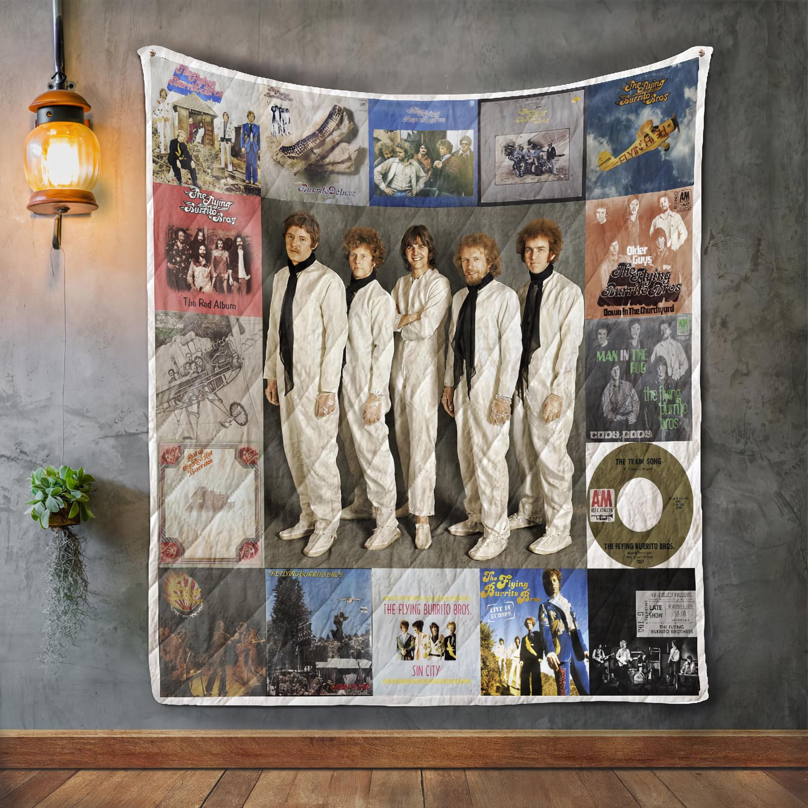 The Flying Burrito Brothers Quilt Blanket, Flying Burrito Brothers Blanket, Band Bedding Blanket, Christmas Blanket.