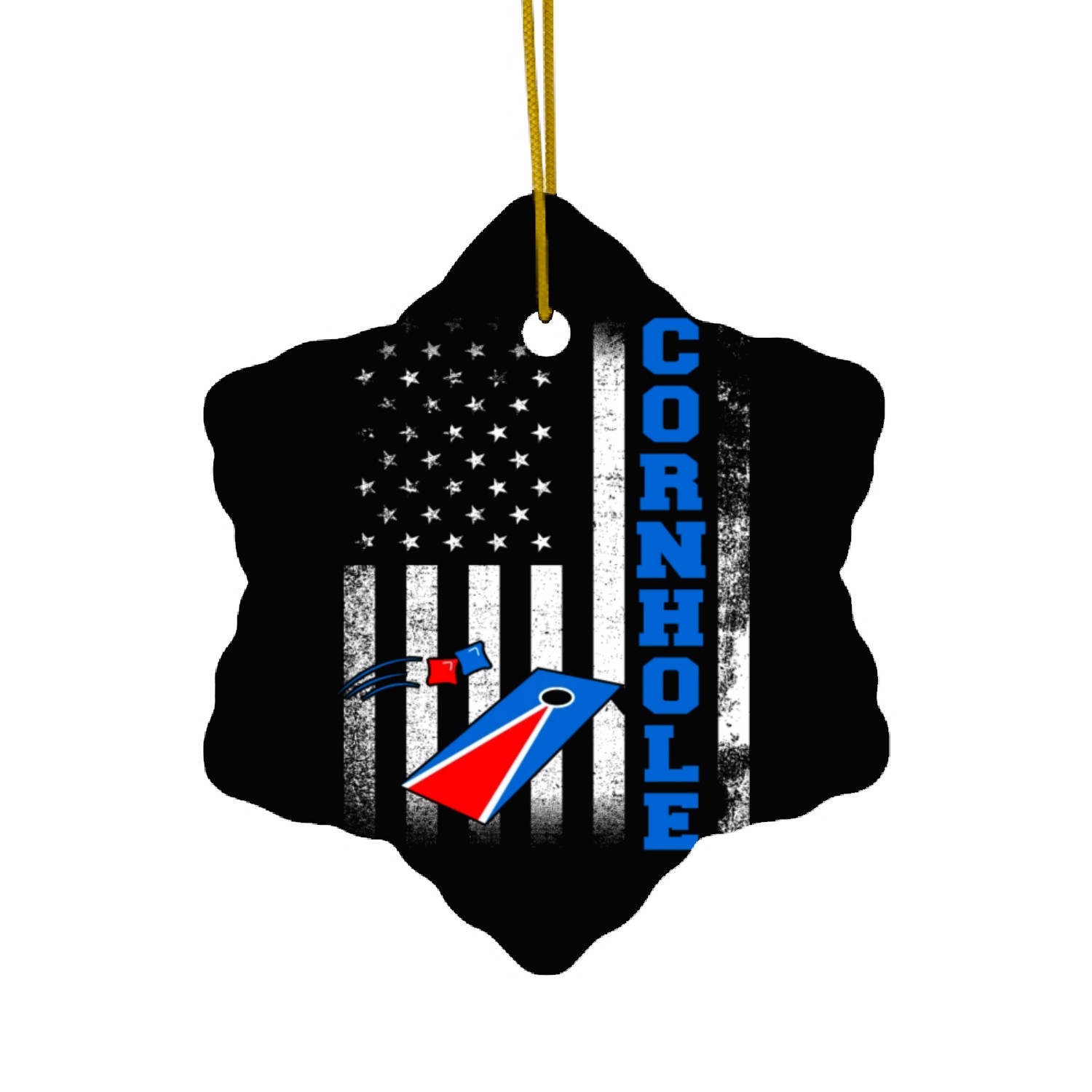 Cornhole Flag US American USA Player Game Bags Ceramic Ornaments