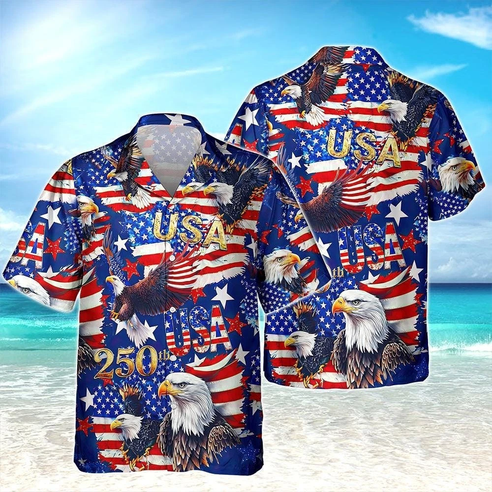 America 250th Anniversary Hawaiian Shirt, 250 Years Of Freedom Button Shirt