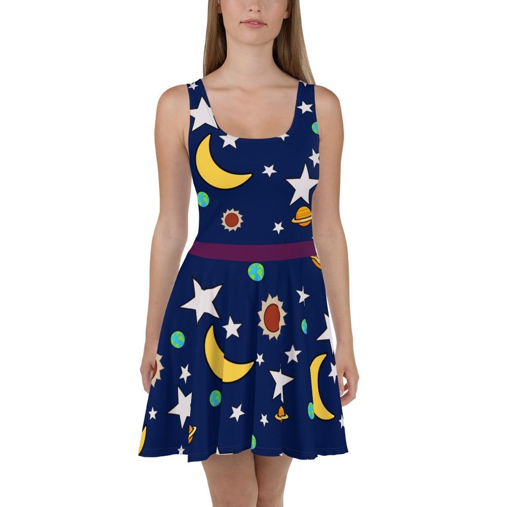 Ms. Frizzle Solar System Sleeveless Dress for Teachers, Magic School Bus Theme, Planet Costume, Halloween Cosplay