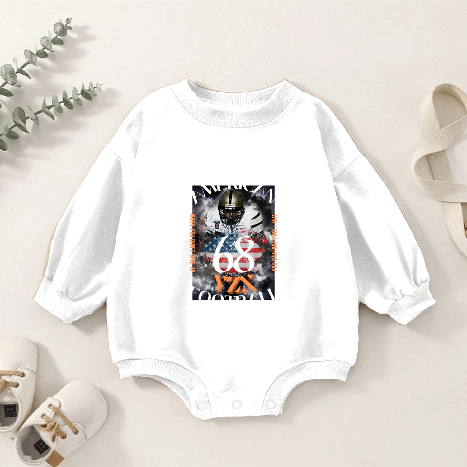 American football quaterback Baby Romper Sweatshirts