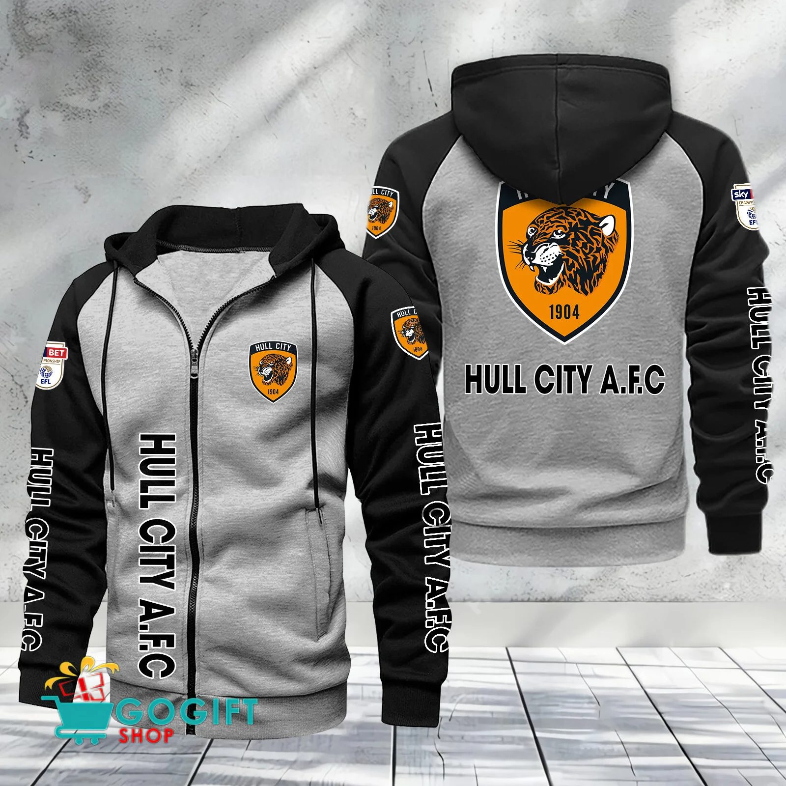 Hull City AFC Sporty Style Raglan Zipper Hoodie
