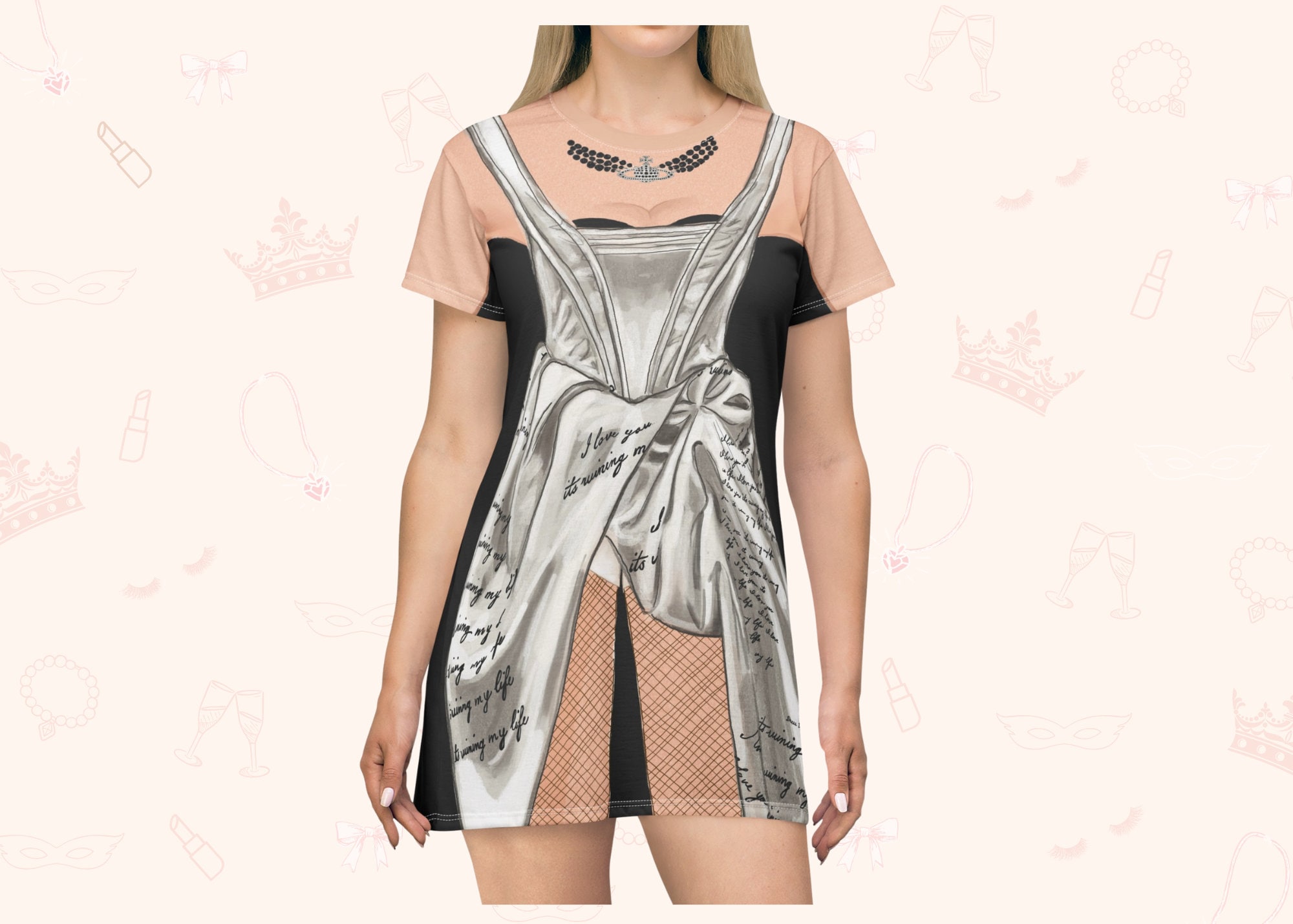 Poetry T-shirt Dress, Fun Loungewear, Gift for Women