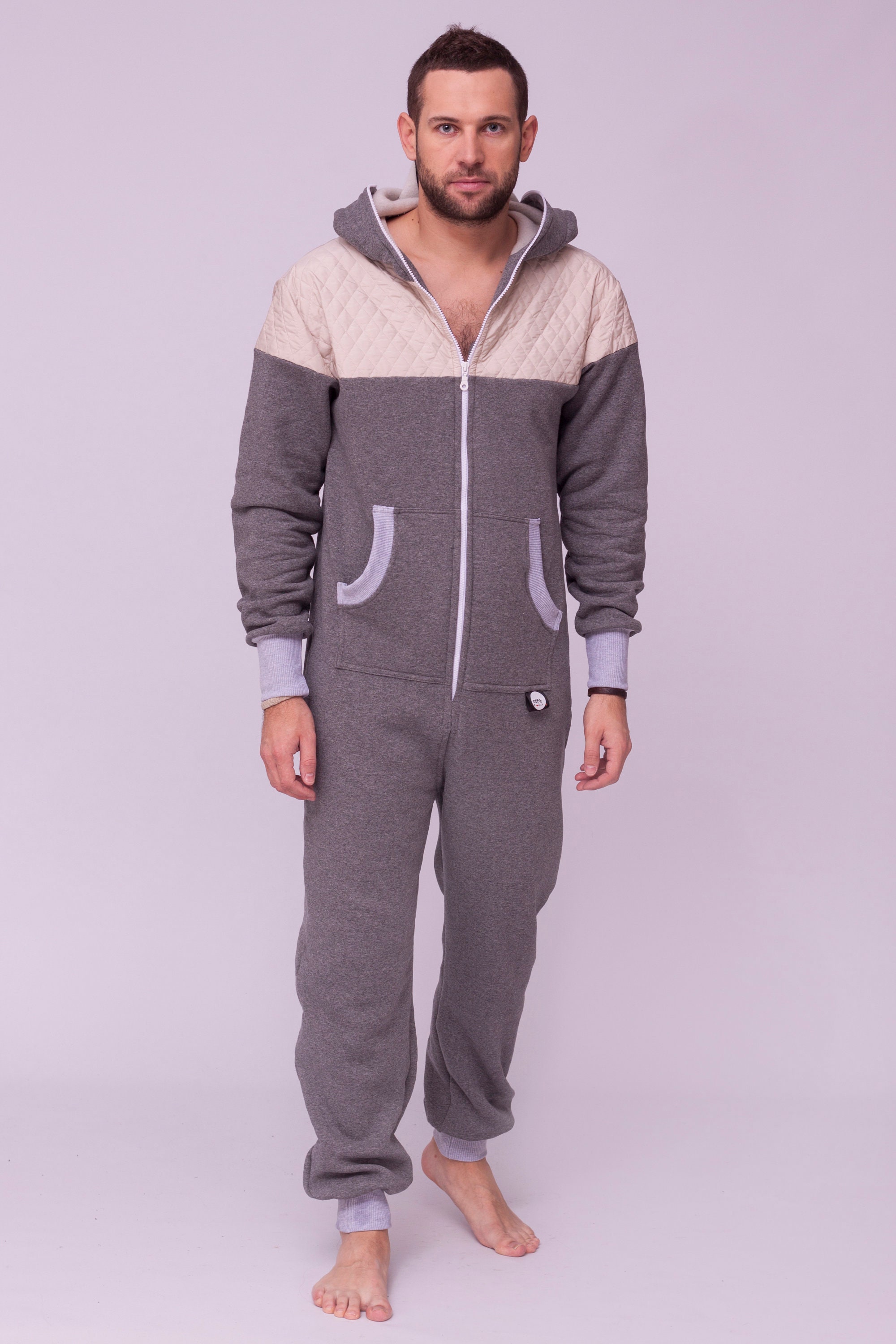 Adult Overall Pajamas - Men's Hooded Jumpsuit | Christmas Pajama Outfits | Family Matching Pajamas