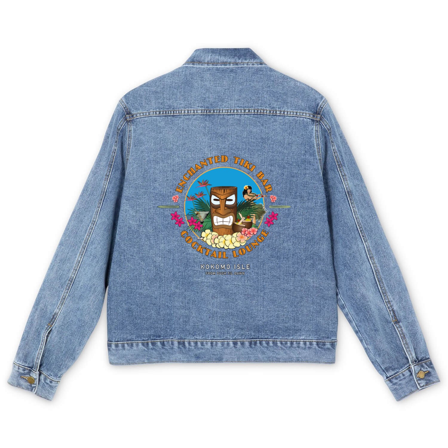 Enchanted Tiki Bar Kokomo Island Men's Denim Jackets