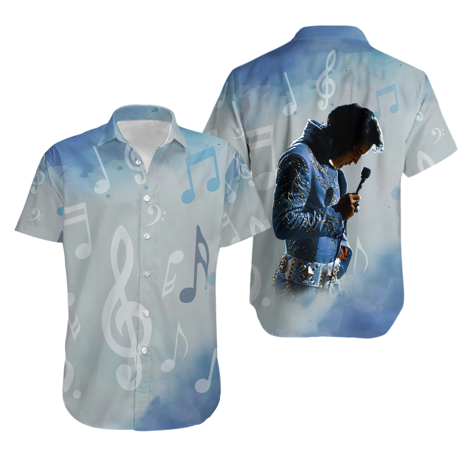 Blue Elvis Presley Hawaiian Shirt