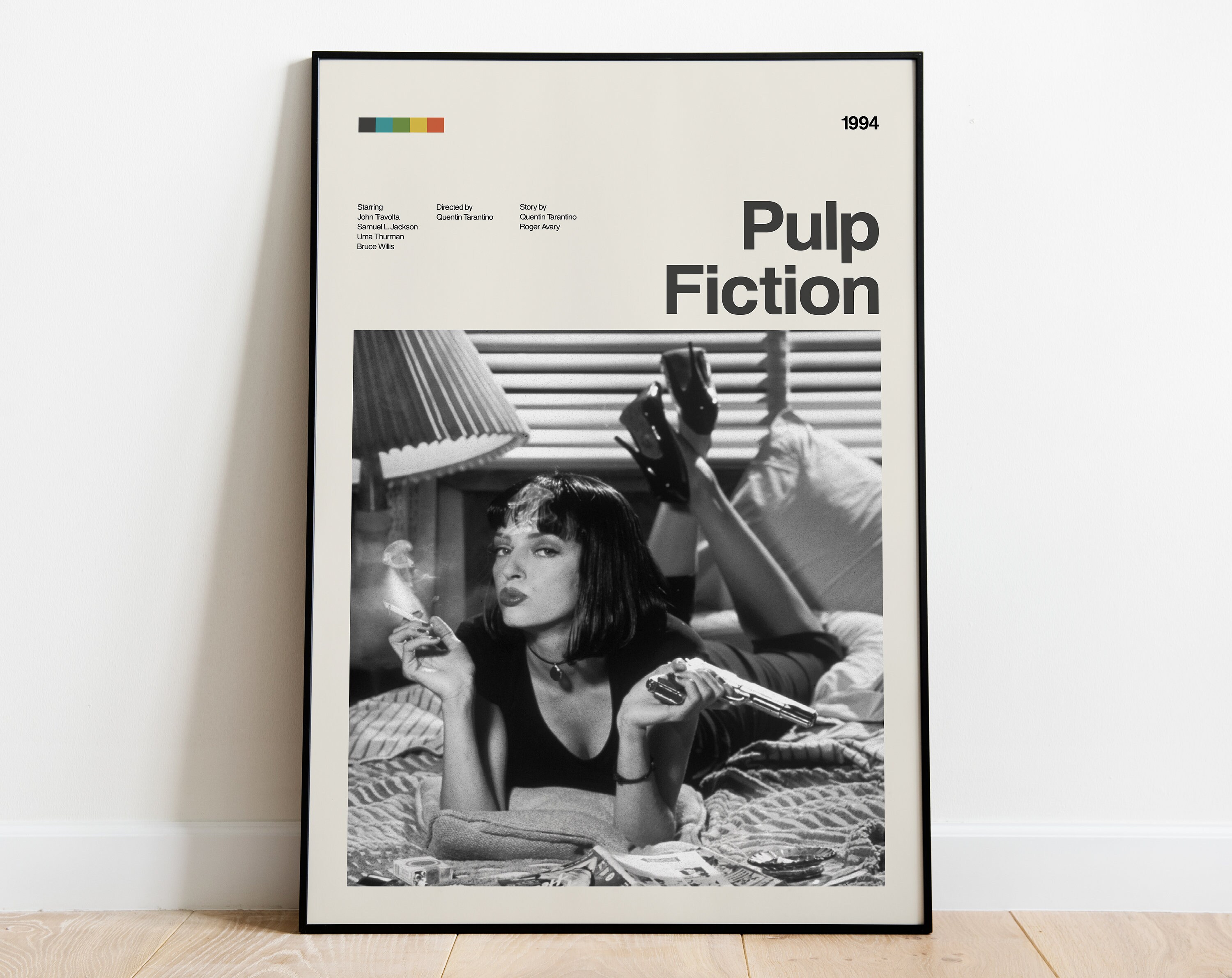 Pulp Fiction Movie Poster, Mid Century Movie Poster