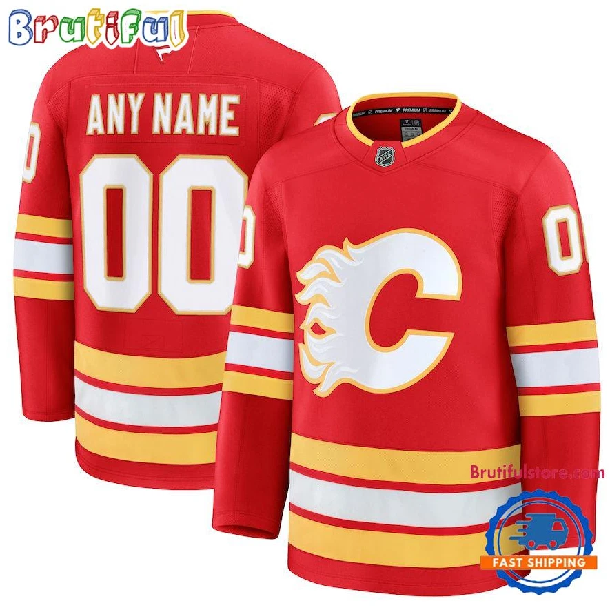 Calgary Flame Custom Name And Number Hockey Jersey, Gift For Fans, Christmas Gift