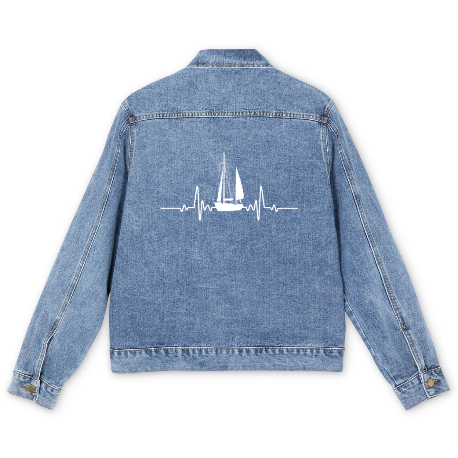 Sailing Boat Heartbeat Men's Denim Jackets