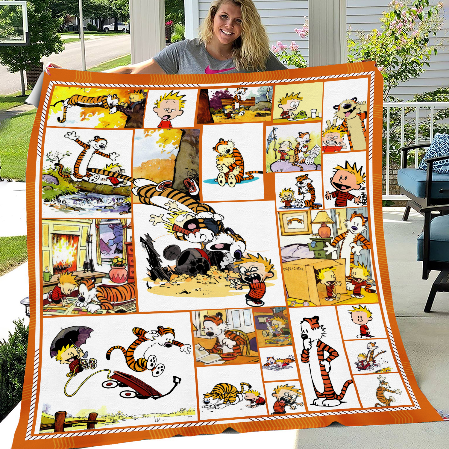 Funny Calvin Movie Hobbes Cartoon Fleece Blanket, Cute Comic Blanket, Calvin Film Hobbes Funny Blanket, Nice Gifts on Birthday, Christmas
