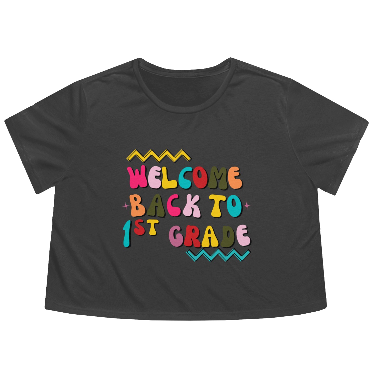 Groovy Welcome Back To 1st Grade for teachers Flowy Cropped Tees