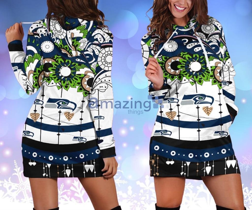 football Seattle Seahawks Flower Green Women Hoodie Dress