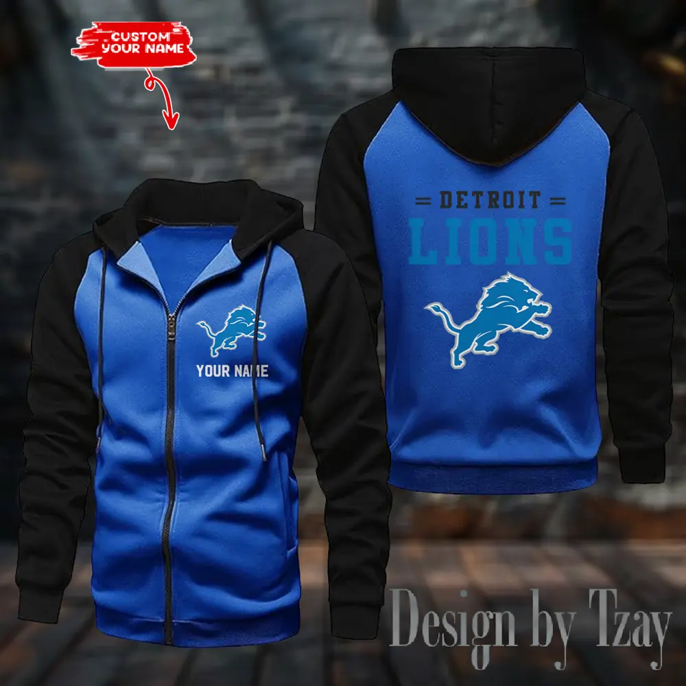 Detroit Lions Raglan Zip Hoodie, Football Lover Gift, Game Day