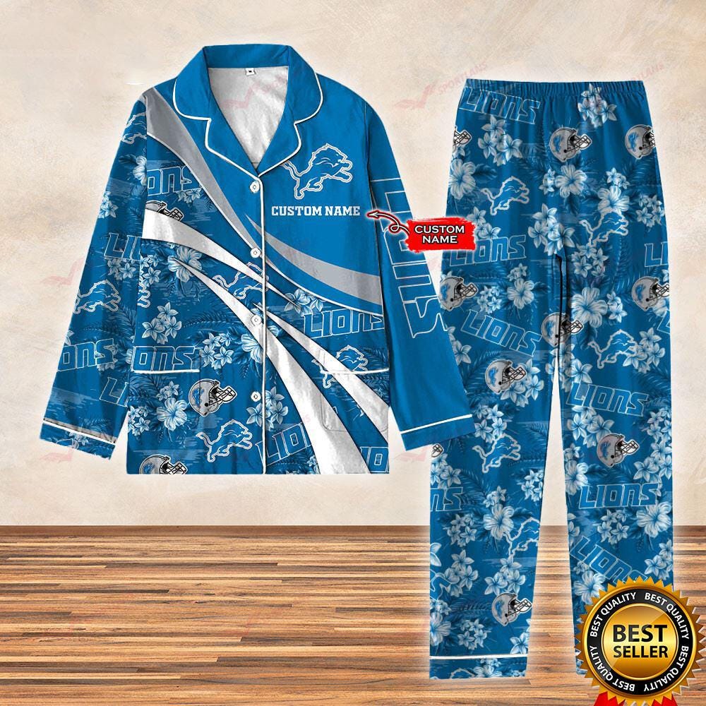 Lions Football Christmas Pajamas, Lions Football Pajamas, Detroit Football Pajamas, Detroit American Football Fan