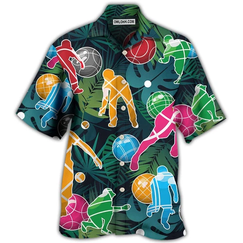 Bocce Ball Tropical Ball Games Aloha Summer Beach Button Hawaiian Shirt