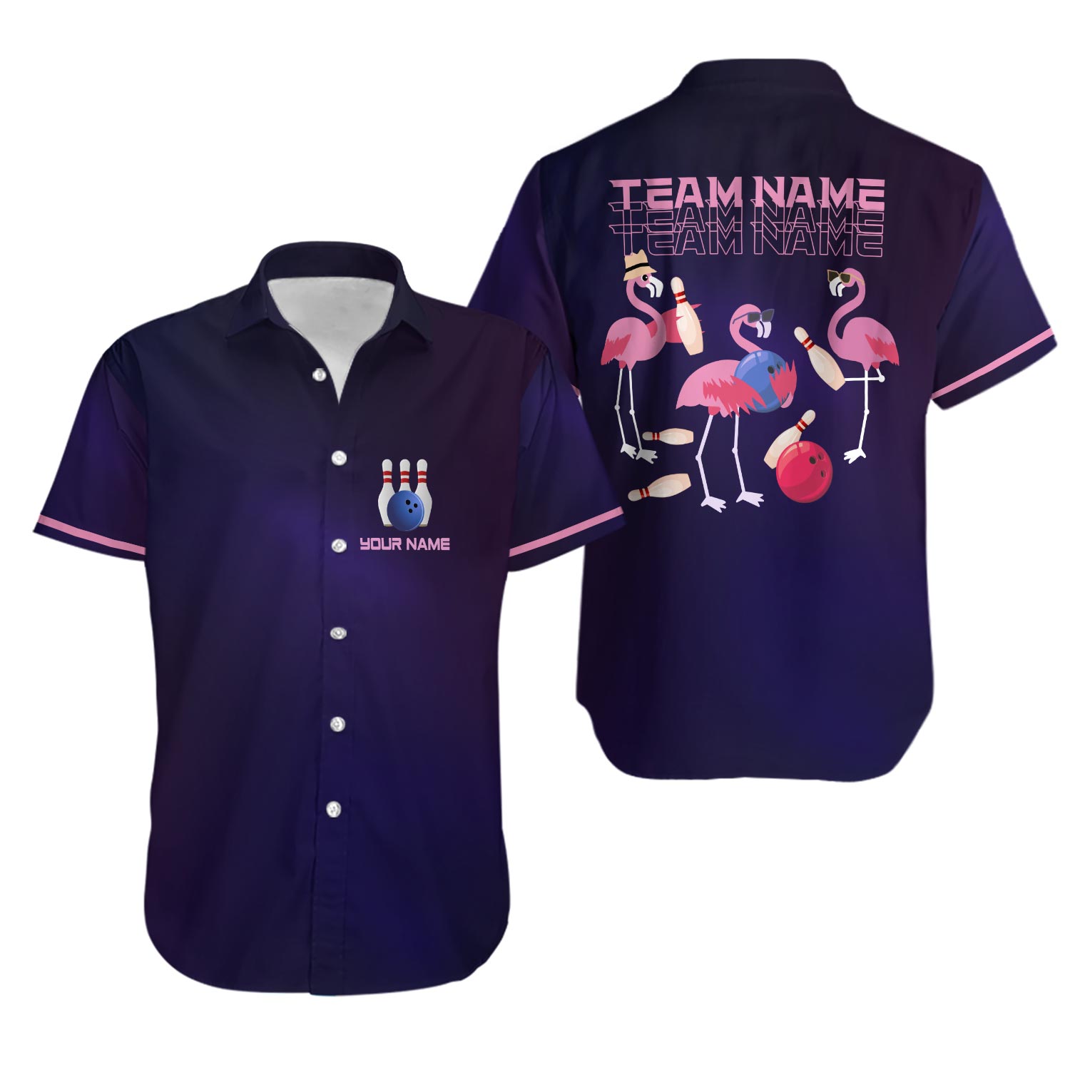 Personalized Flamingo Bowling Hawaiian Shirt Bowling Team Shirt