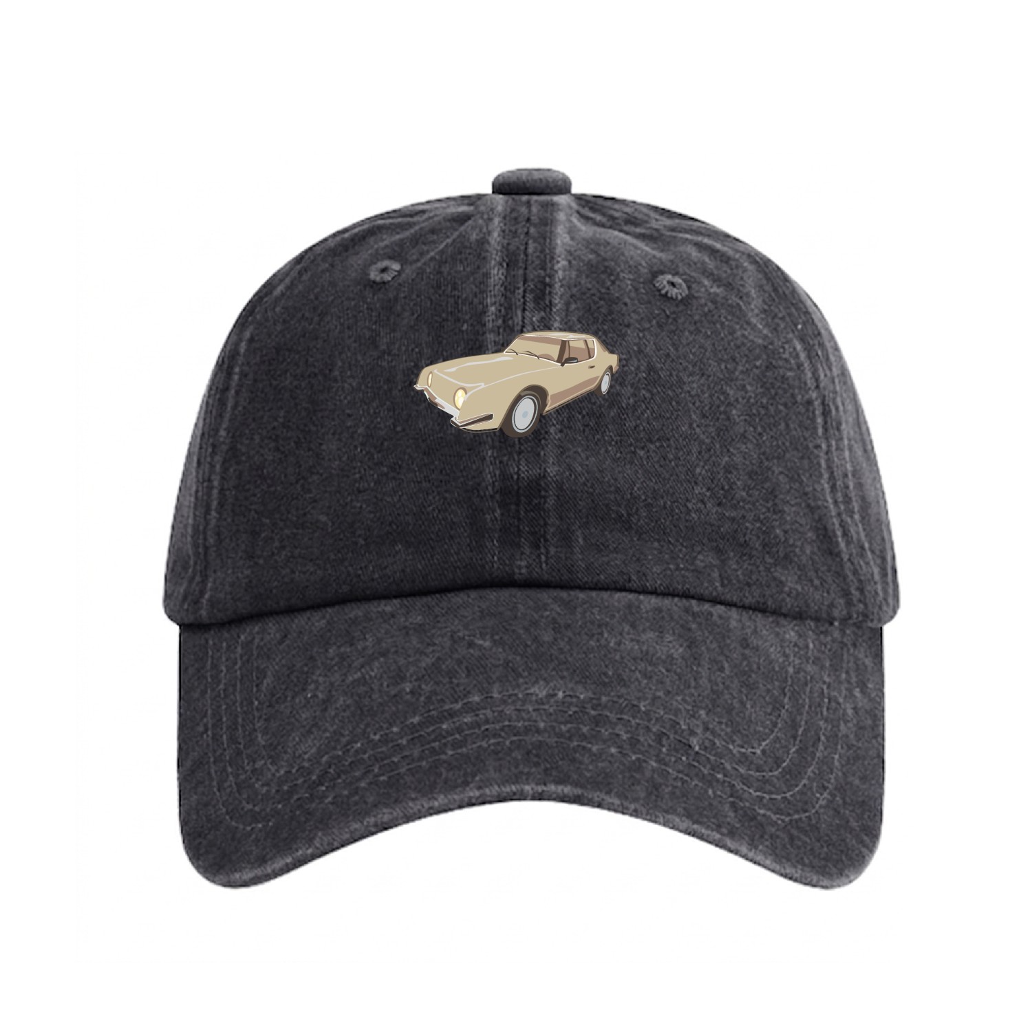 Gold Studebaker Avanti illustration - Autonaut.com Washed Denim Baseball Caps