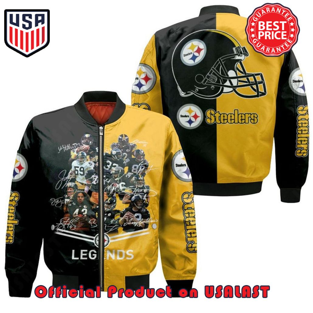 PITTSBURGH Steeler GREAT PLAYERS PATTERN BOMBER JACKET – YELLOW AND BLACK