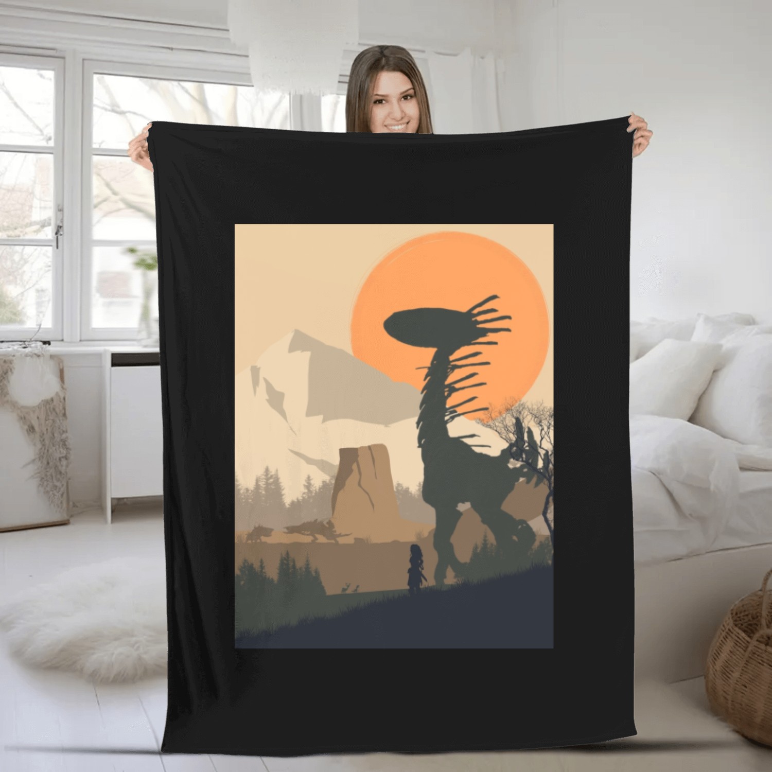 Horizon Zero Dawn - Minimalist Travel Style - Video Game Art Fleece Blankets