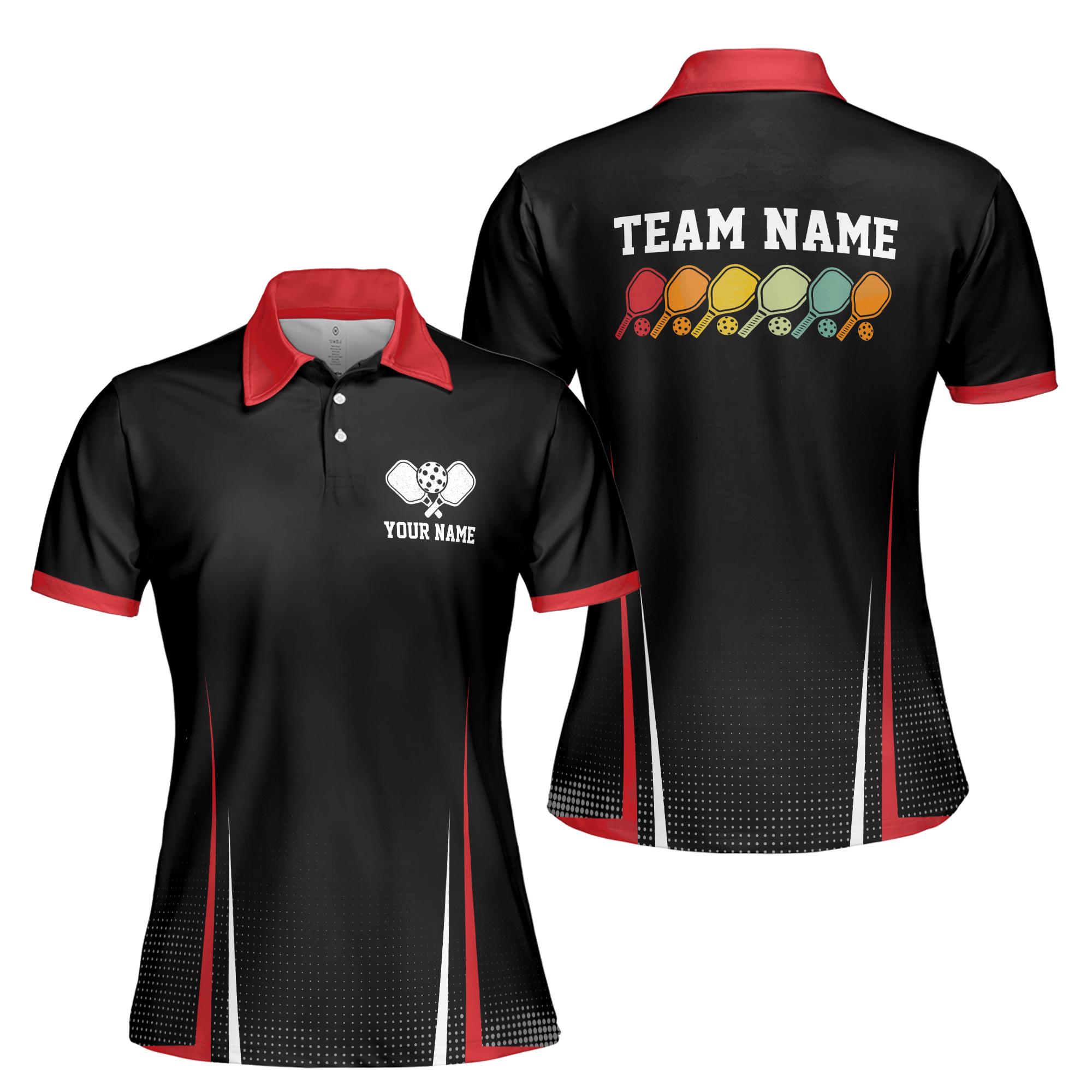 Customized Name Funny Colorful Pickleball Paddles Women's Polo Shirt