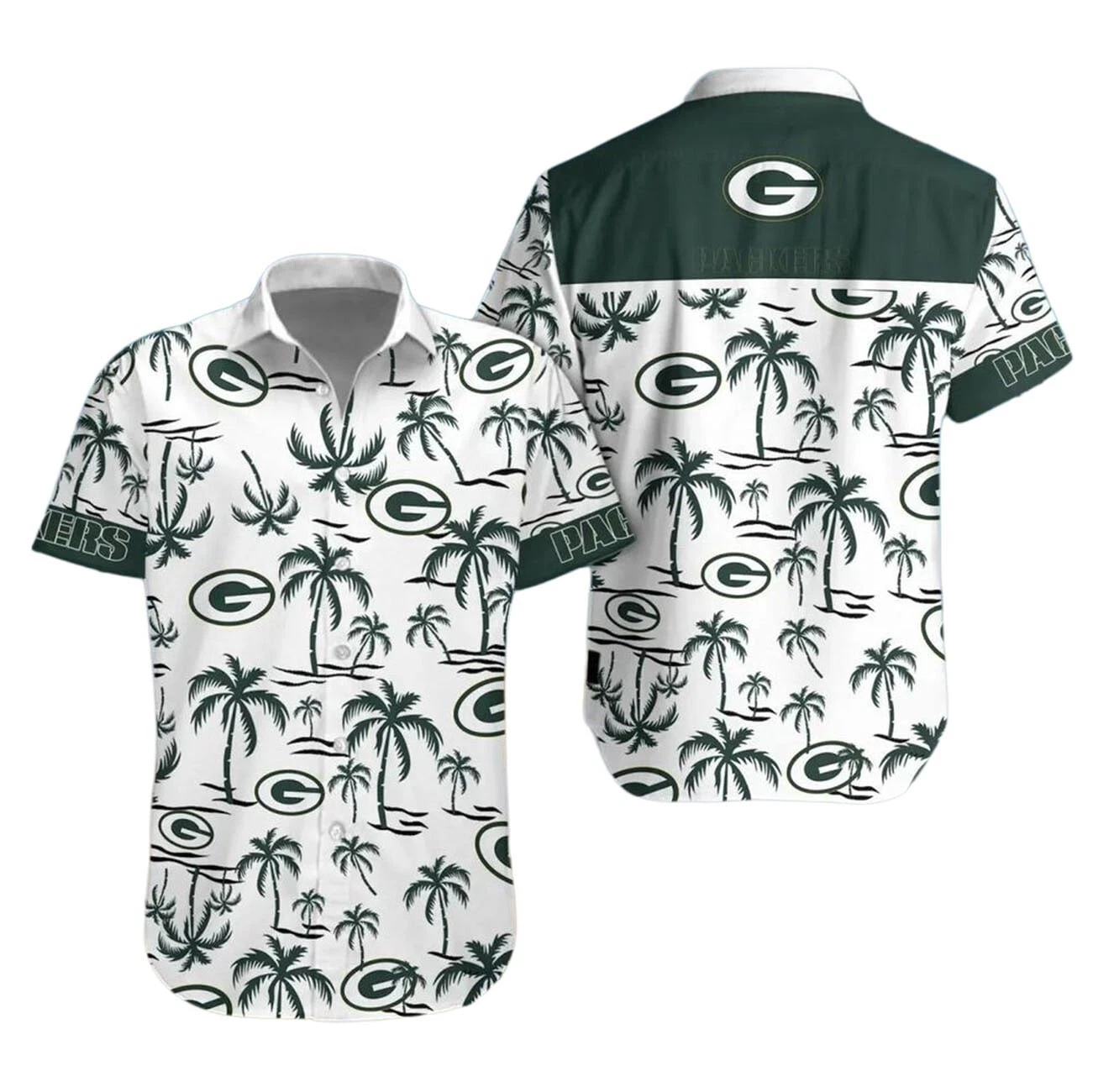 Green Bay Football Team Packerss Hawaiian Button Down Shirt