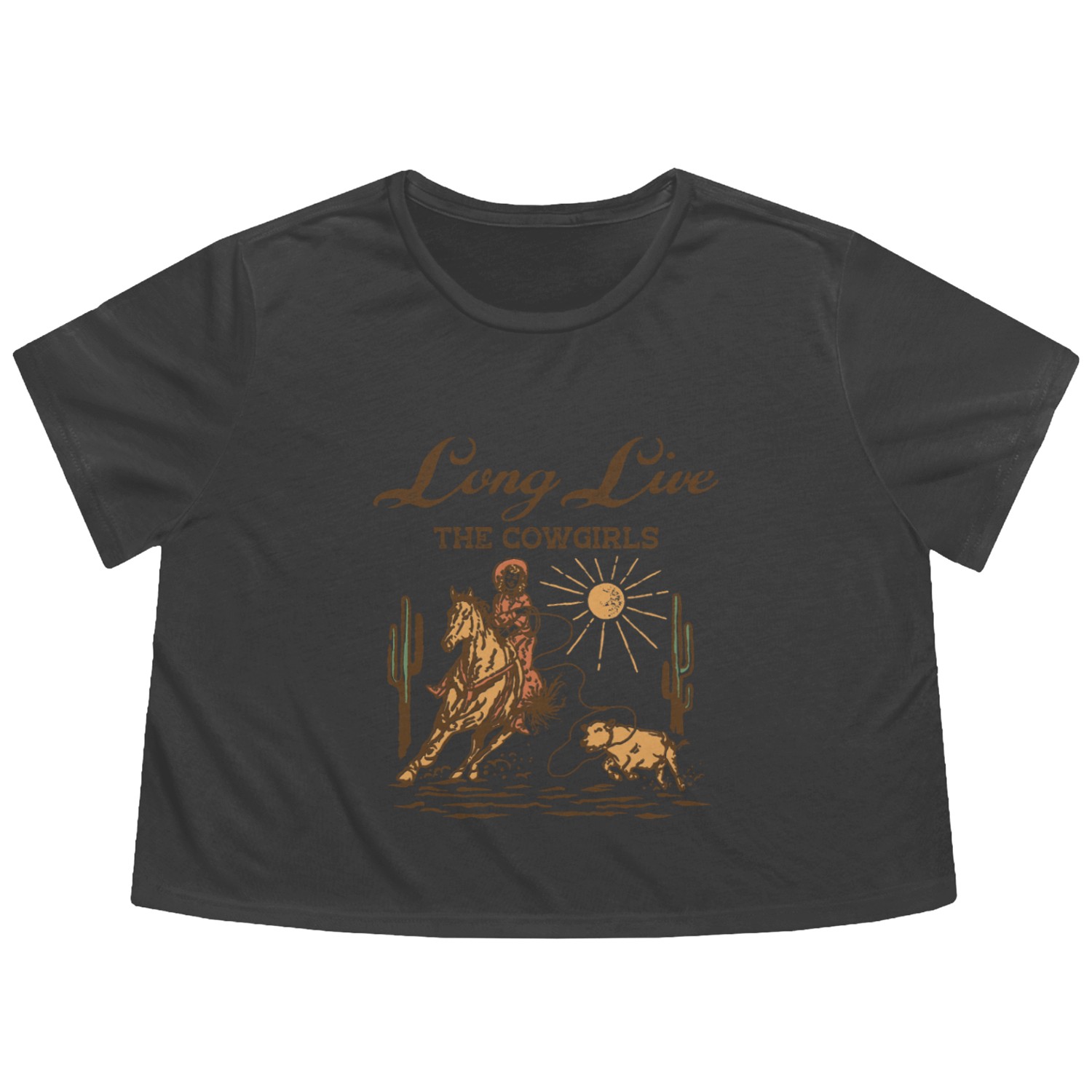 Long Live the Cowgirls Sunset Ride Flowy Cropped Tees