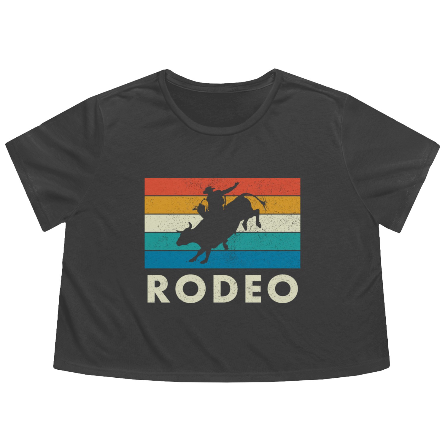 Vintage Rodeo Bull Riding Western Flowy Cropped Tees