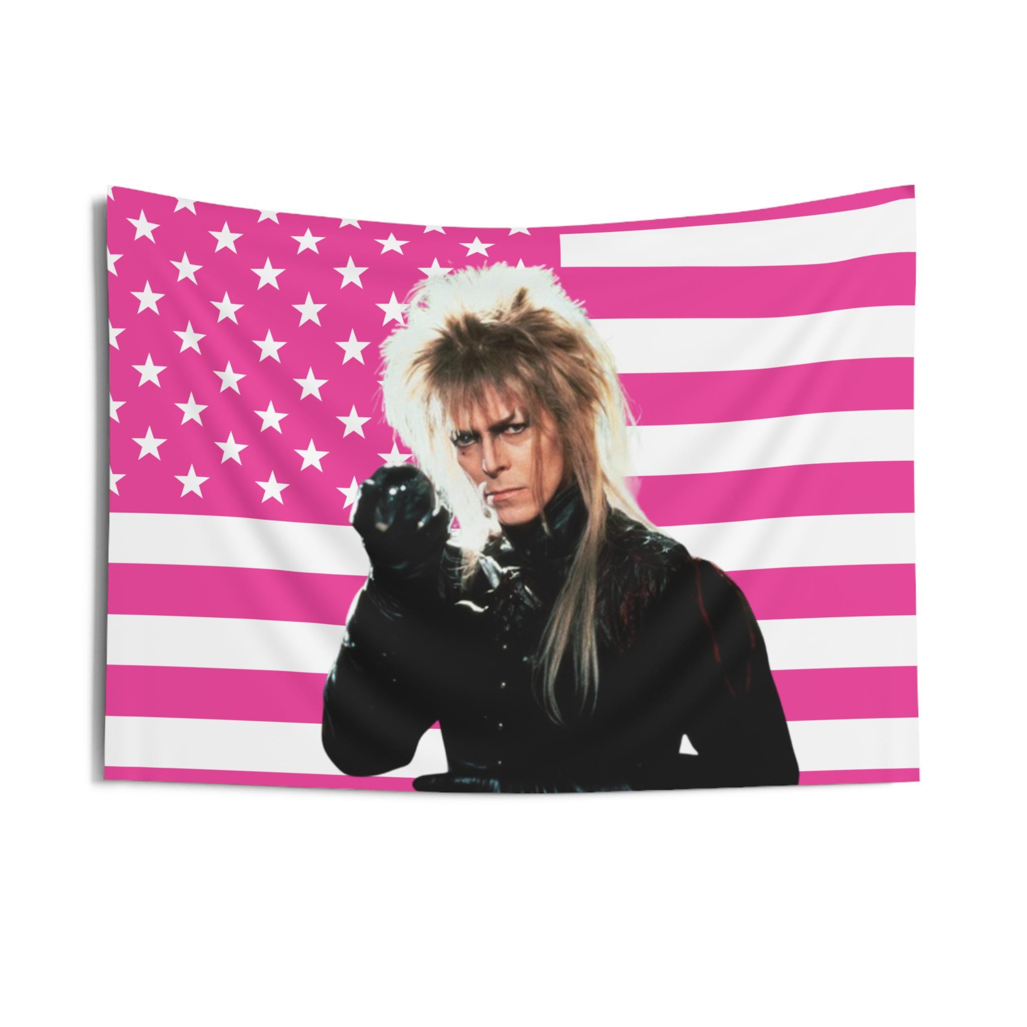 Jareth Labyrinth Flag, Labyrinth Jareth, the Goblin King Indoor Wall Tapestries, Jareth the Goblin King Pink Flag