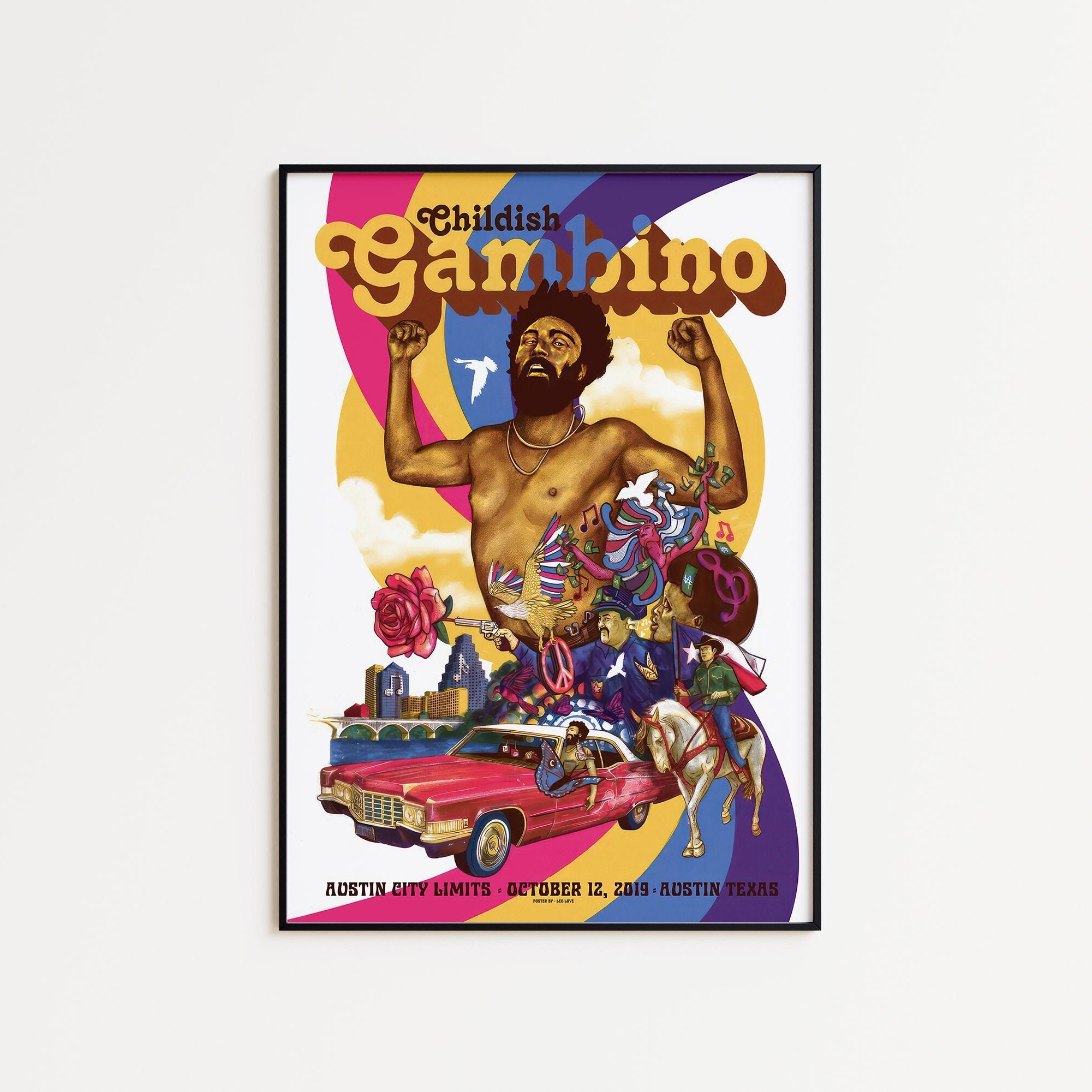 Childish Gambino Austin City Limits Concert Poster-Framed Wall Art, Wall Art,Perfect Birthday and Christmas Gift for Music Lovers