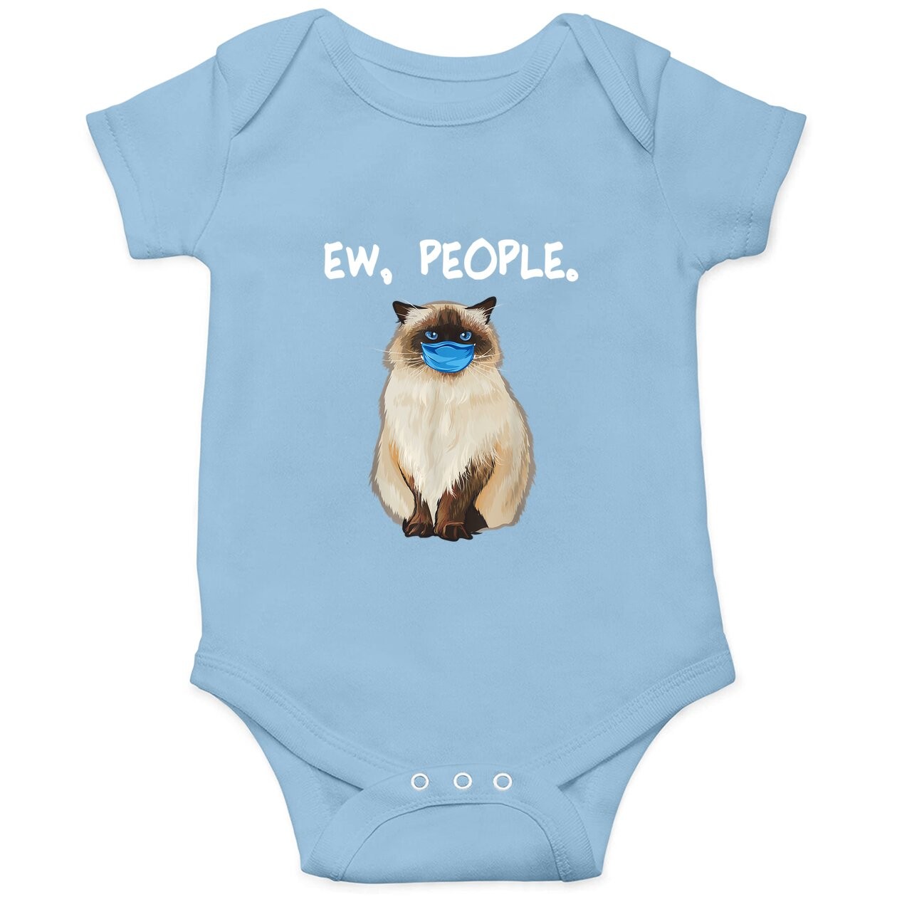 Ew People Cat Wearing Face Mask Baby Bodysuit