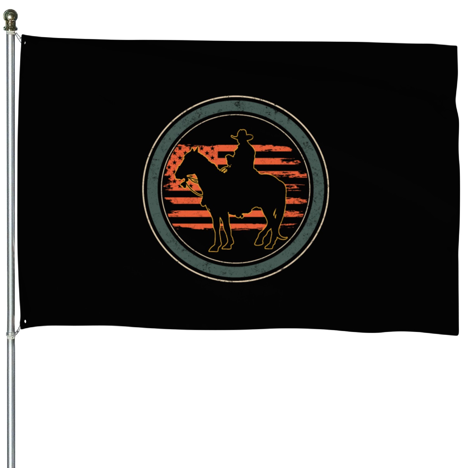 Cowboy House Flags, Rodeo Horse Riding Vintage House Flags,