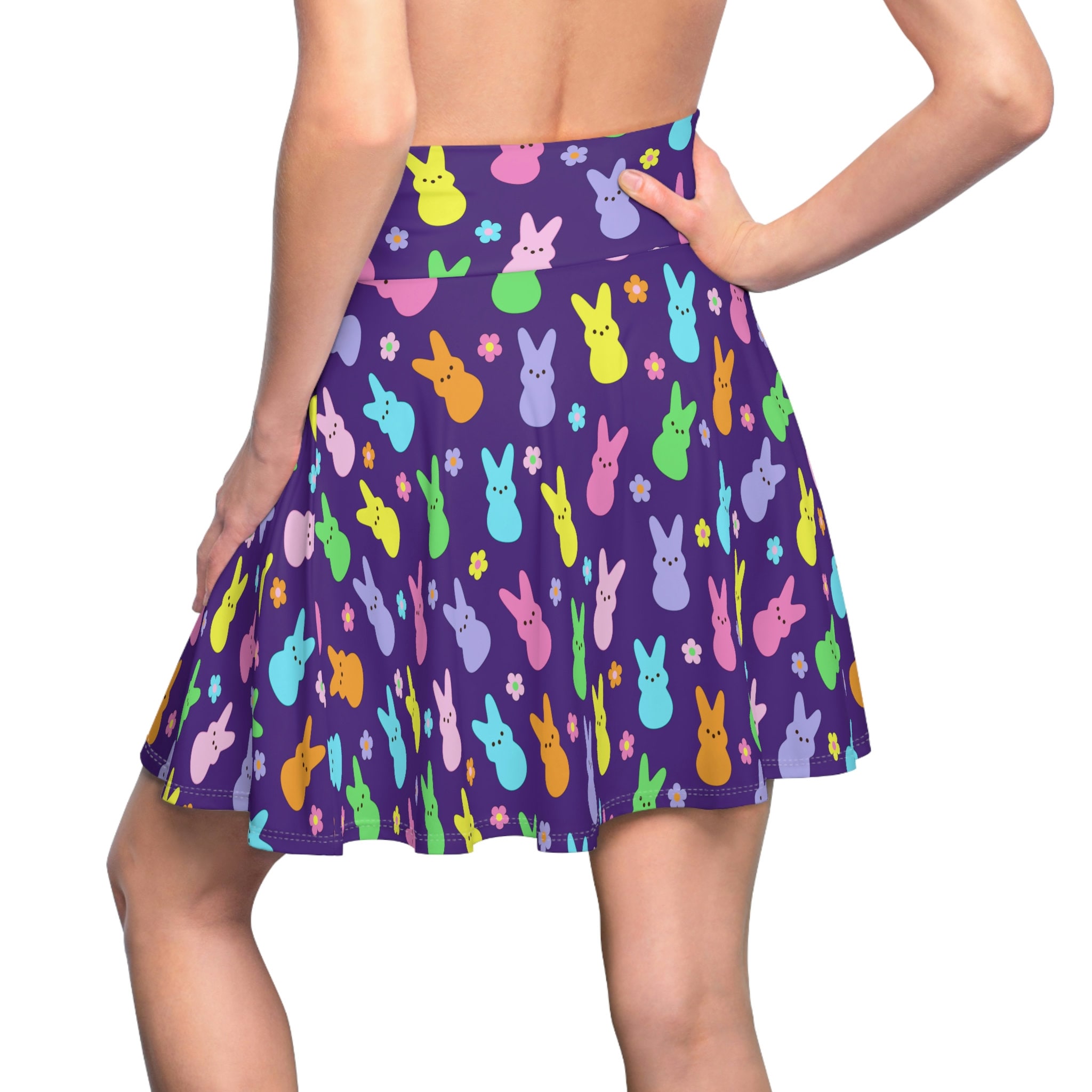 Marshmallow Purple Bunny Women's Skater Skirt
