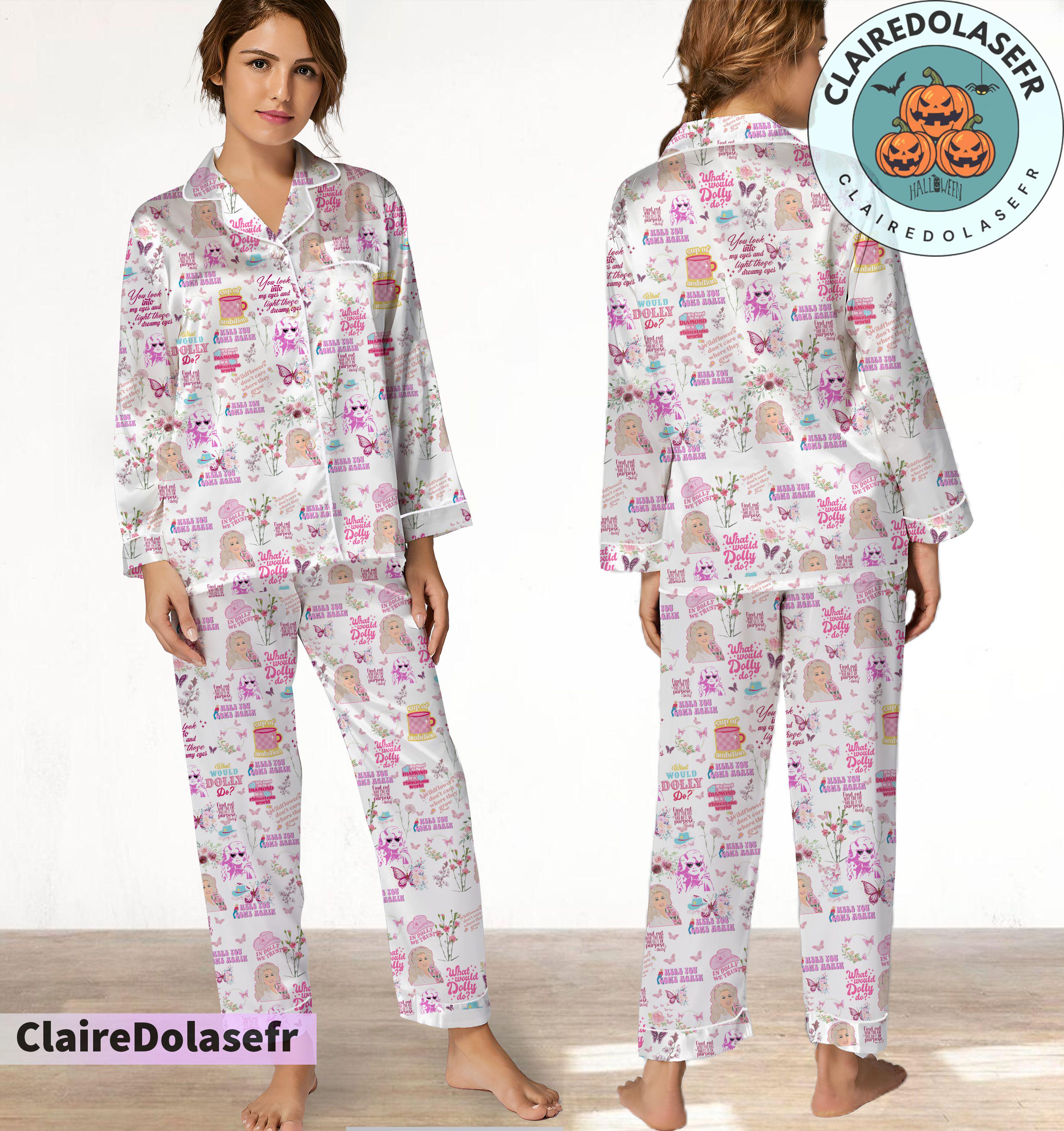 Dolly Parton Pajamas Set, Dolly Parton Pyjamas Set, Holiday Pajamas Pants, Women Pajamas Set, Custom Sleepwear Pajamas, Halloween Xmas Gift