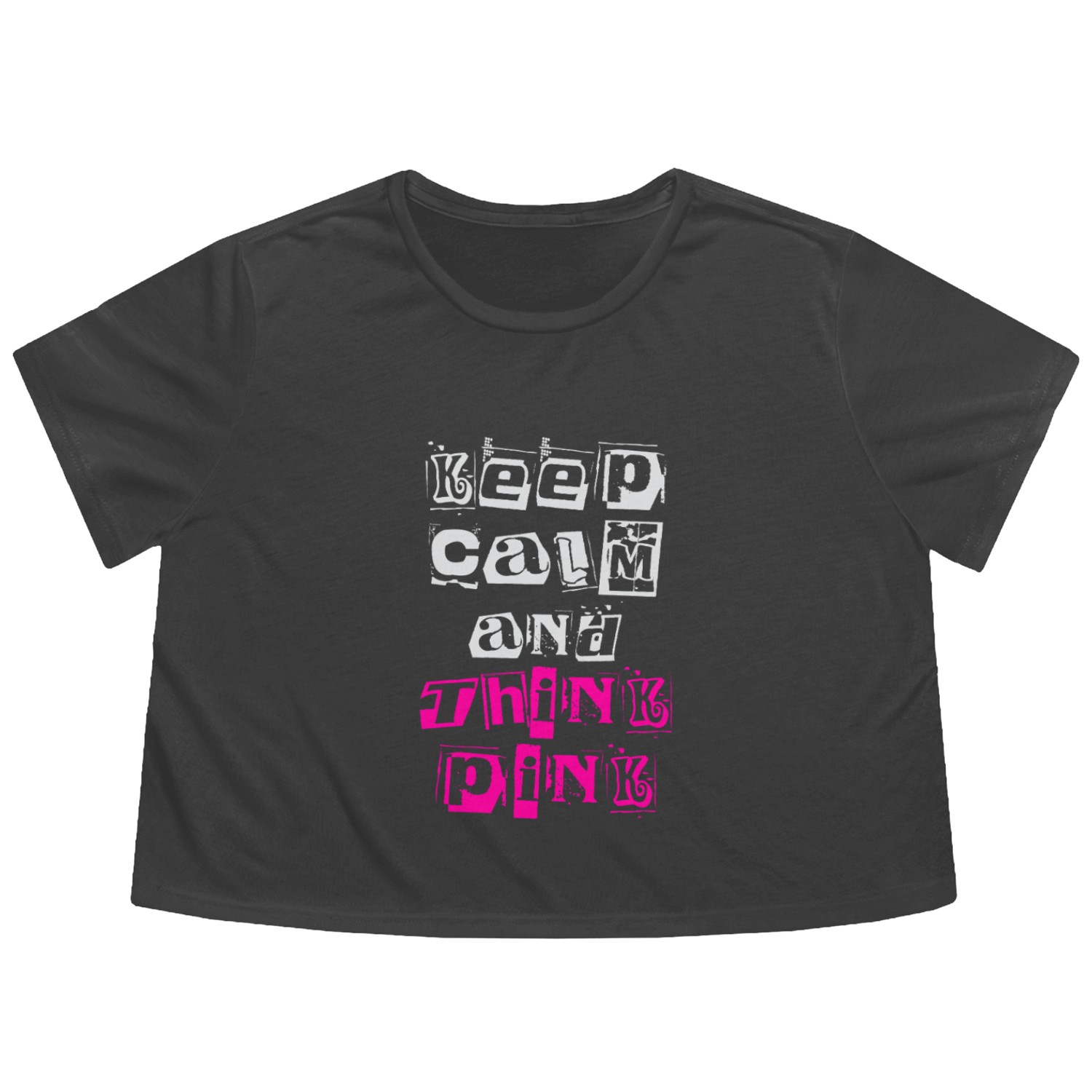 Keep Calm And Pink Breast Cancer Awareness Flowy Cropped Tees
