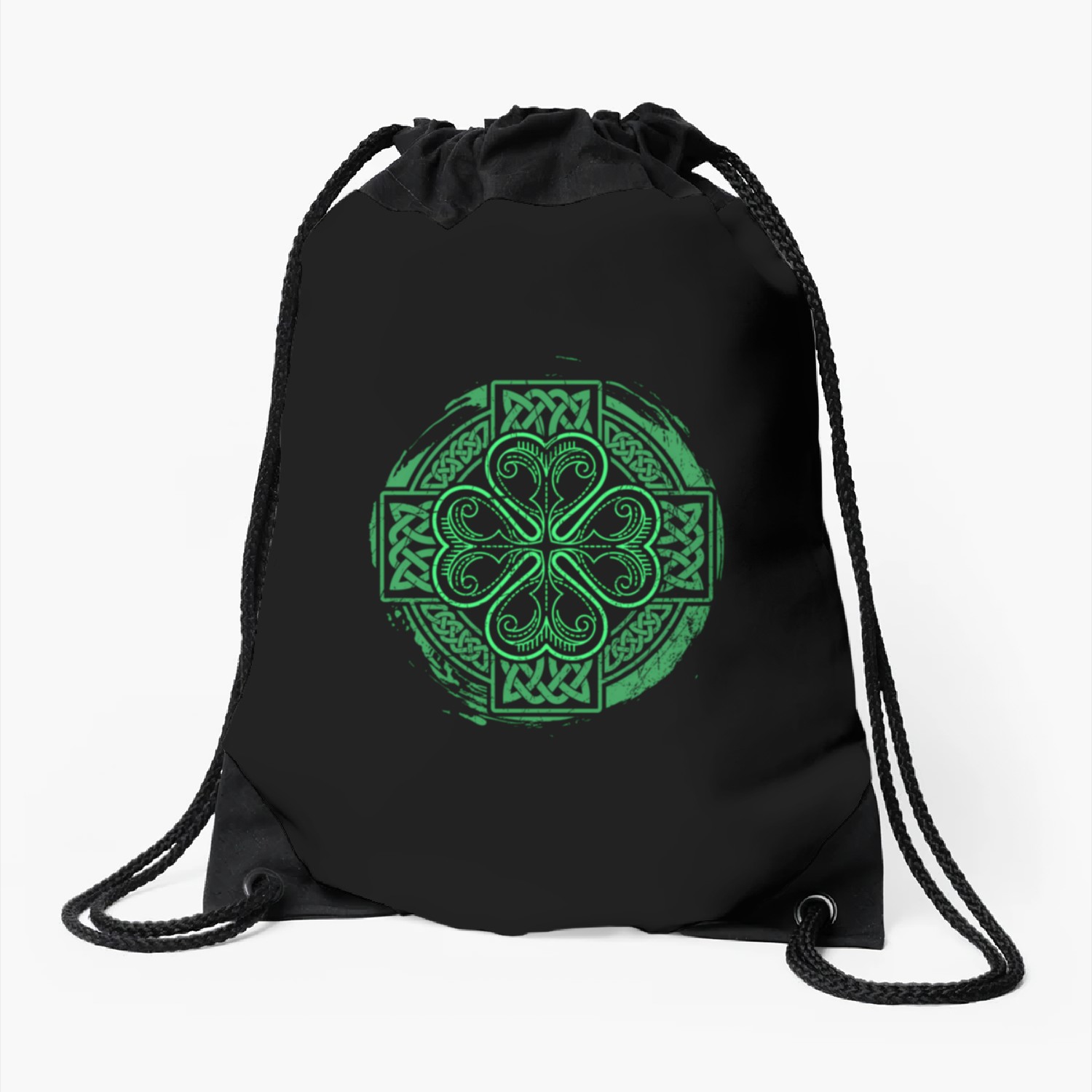 Celtic Knot Irish Shamrock Three Leaf Clover St Pa Drawstring Bags