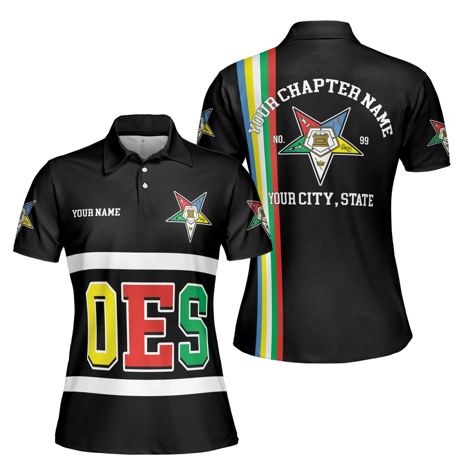Women's Custom Multi-Color Polo Shirt Eastern Star OES AF&AM
